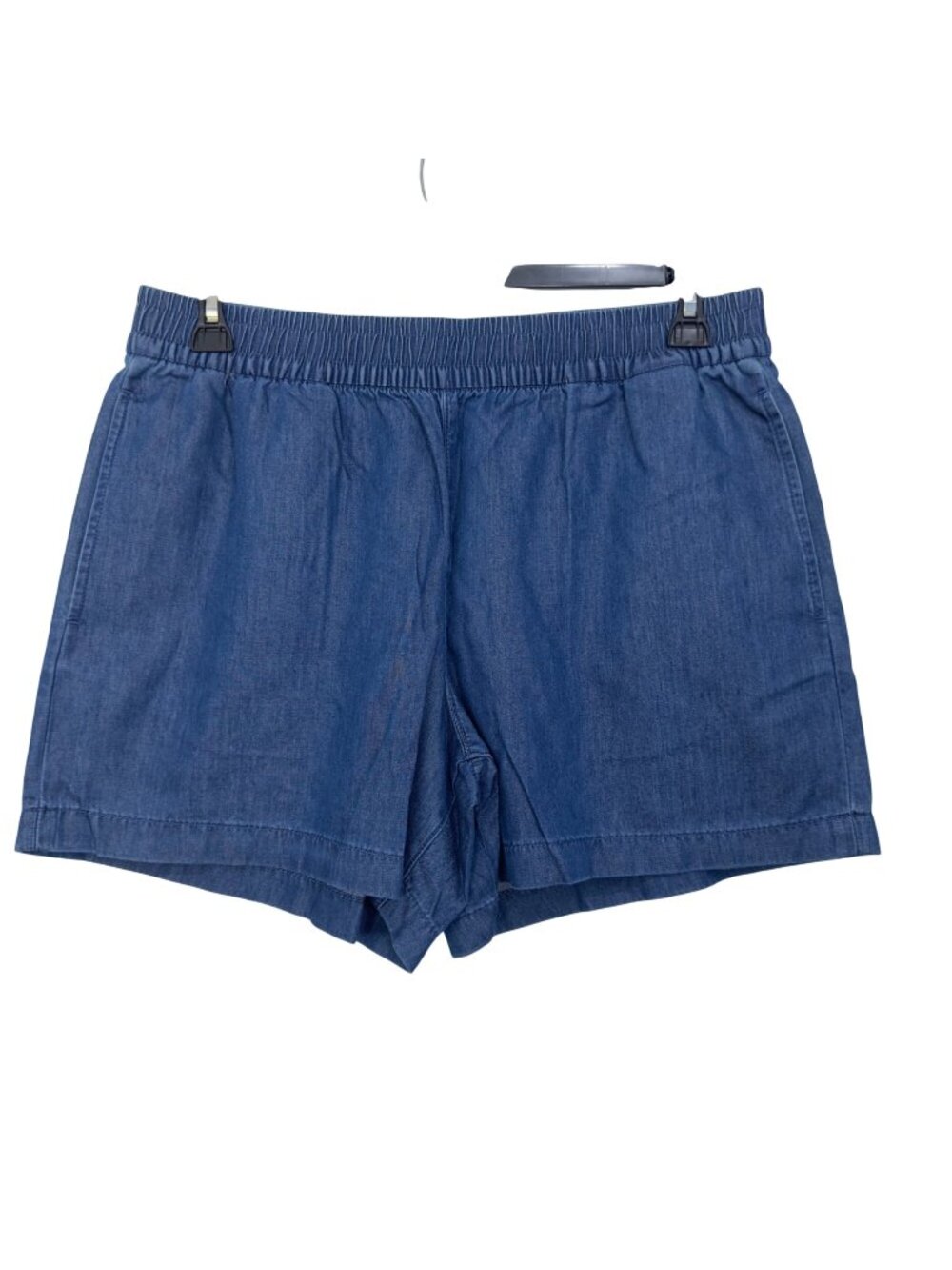 Calvin Klein Womens Blue Denim Elastic Waist Shorts SZ L Pull On Lyocell Blend